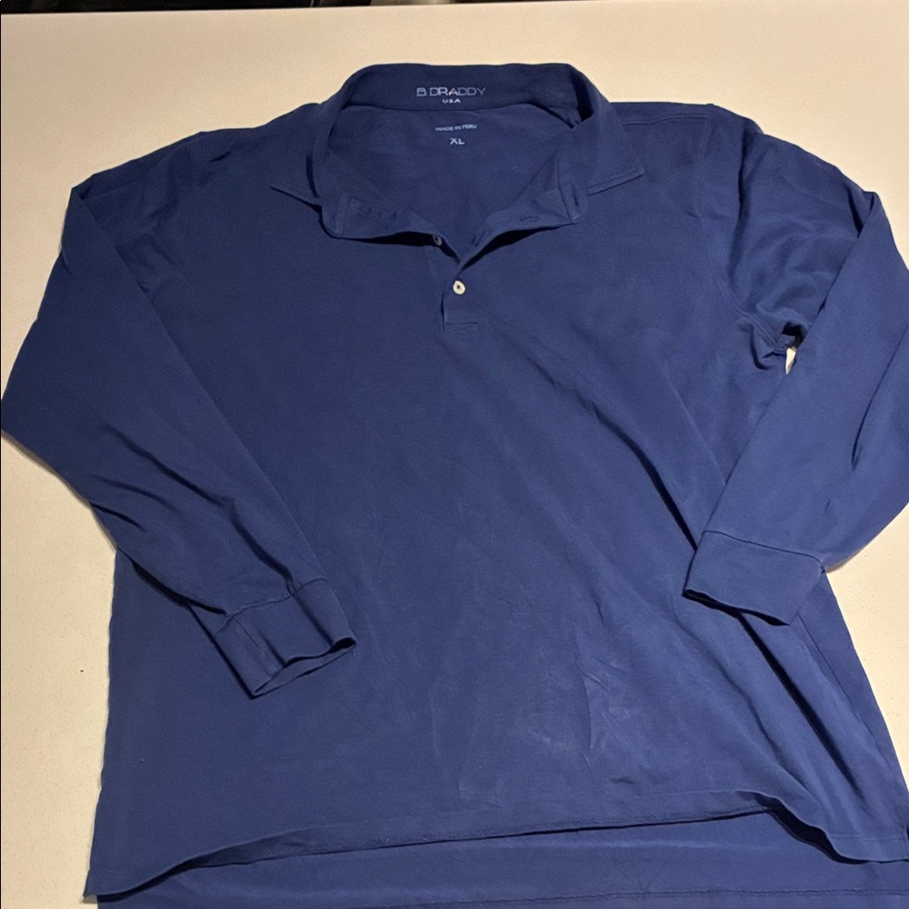 Men's Casual Navy Long Sleeved Collared Golf Shirt